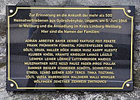 Gedenktafel zur Vertreibung aus Gyrszvnyhz in Weilburg